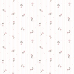 Flower pattern, floral seamless pattern, cottagecore ditsy print, rose flower on stripe background. Small hand draw love flower, earth tone design for fashion, texture, fabric, valentine wallpaper