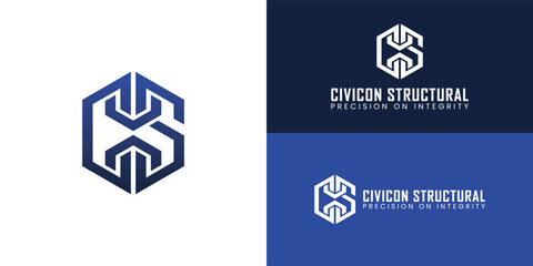 A bold monogram is set within a sleek, hexagonal frame. Intertwining geometric lines form an abstract yet sturdy figure, conveying high-end engineering and specialized construction techniques.