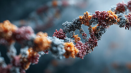 DNA strands, molecular structures, and scientific visualization of synthesis, replication, modification, and mutation processes in modern research