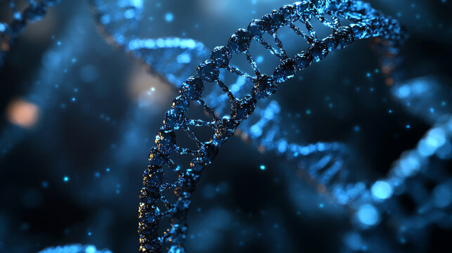 DNA strands, molecular structures, and scientific visualization of synthesis, replication, modification, and mutation processes in modern research - Powered by Adobe