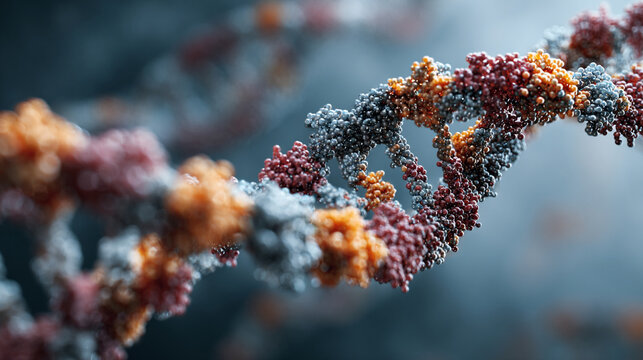 DNA strands, molecular structures, and scientific visualization of synthesis, replication, modification, and mutation processes in modern research - Powered by Adobe