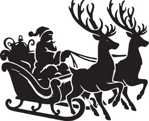 Cute Santa and Reindeer Outline for Coloring