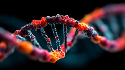 DNA strands, molecular structures, and scientific visualization of synthesis, replication, modification, and mutation processes in modern research