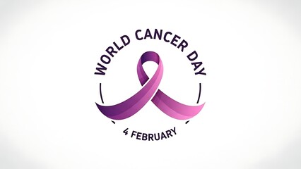World cancer day february 4th with purple ribbon awareness symbol