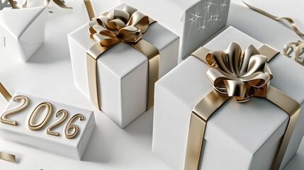 2026 in sleek minimal gold typography, placed next to simple whi