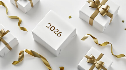 2026 in sleek minimal gold typography, placed next to simple whi