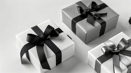 2026 sleek modern typography, elegant monochrome gift boxes with