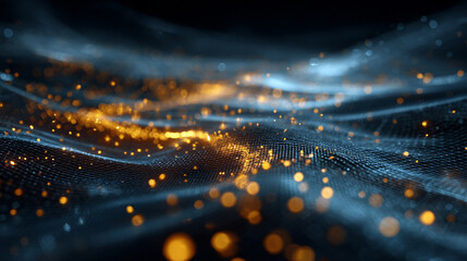 Animated abstract technology background with dark tones, random glowing dots, and grid patterns in 4K, symbolizing digital networks, futuristic tech, data flow, and high-tech modern visual aesthetics.