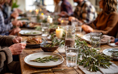 Gathered Friends Enjoying a Meal Together