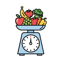 fruits and vegetables on a scale.isolated on a white background.