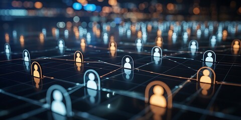 Abstract Network of Human Icons in Digital Space connection