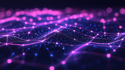 Animated abstract technology background with dark tones, random glowing dots, and grid patterns in 4K, symbolizing digital networks, futuristic tech, data flow, and high-tech modern visual aesthetics.