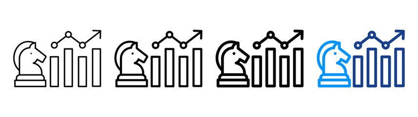 Growth Strategy Icon Different Style Outline Collection Set