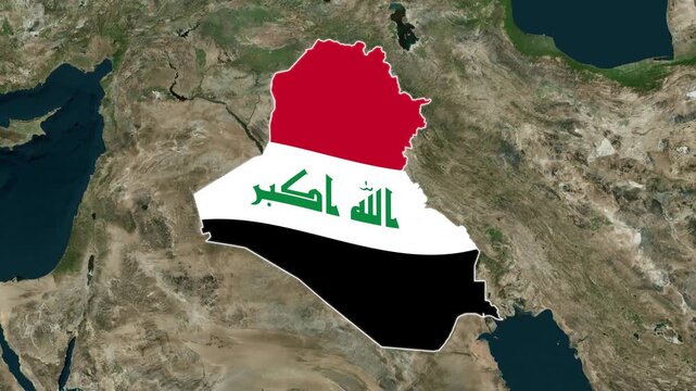 Iraq map with flag animation