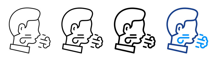 Breathing Exercises Icon Different Style Outline Collection Set