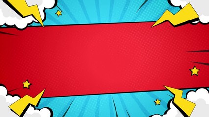 Red playful comic animation background. Pop art comic style background, with blank frame space area. - Powered by Adobe