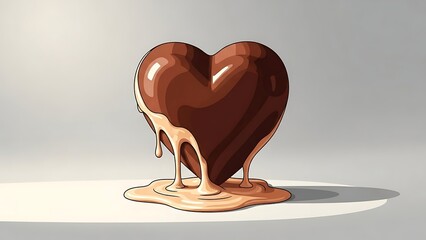 Sweet illustration of a chocolate heart melting, with a creamy white chocolate drip. Ideal for dessert, romance, Valentine's Day, or sweet treat concepts.