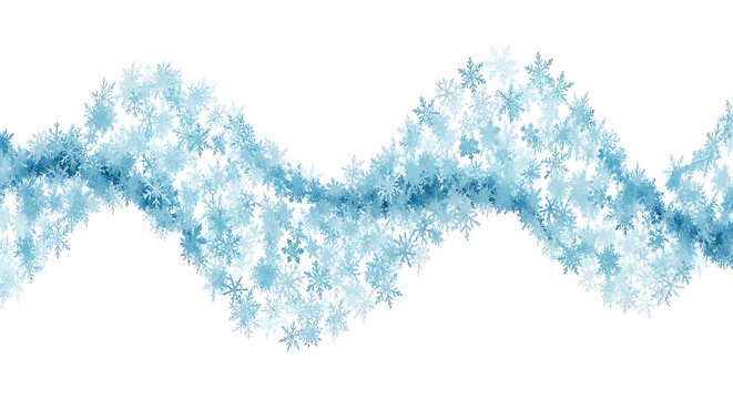 Abstract blue wave pattern made of small geometric shapes on a white background - Powered by Adobe