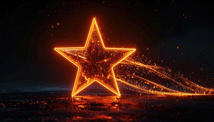Luminous Fiery Star Emanating Energetic Sparks and Light Trails on Dark Background.
