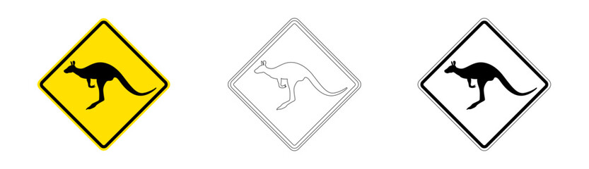 Kangaroo crossing traffic sign in vector format