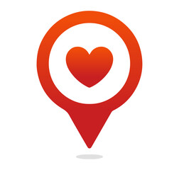 Love location map pin icon, flat gradient vector design