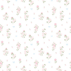 Flower pattern, floral seamless pattern, cottagecore ditsy tile print, gentle meadow flower on light background. Small hand draw flower, sweet tone style design for fashion, texture, fabric, wallpaper