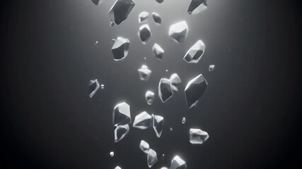 Dark Cinematic Footage of Gleaming Crystal Shards Falling Slowly