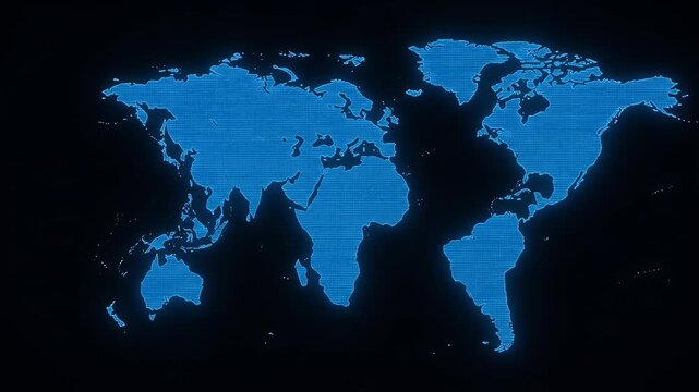 Digital Blue World Map Animation Global Data Network Connection