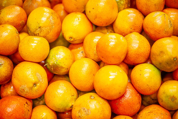 Fresh stacked tangerines