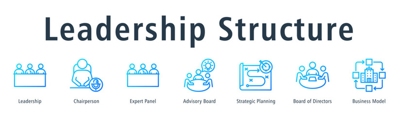Leadership Structure web banner icon vector illustration concept with icon of leadership, chairperson, expert panel, advisory board, strategic planning, board of directors, and business model.