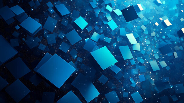Abstract background of blue squares in varying shades forming a modern geometric pattern symbolizing technology structure creativity depth and digital design with a clean minimal aesthetic - Powered by Adobe