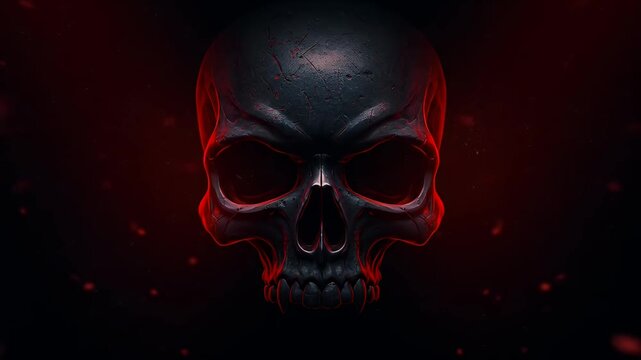 Dark Skull Motion Graphic With Fiery Red Glow and Particles