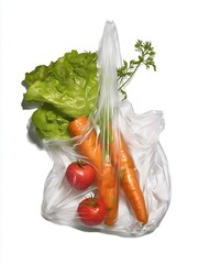 Vegetables in a clear plastic bag