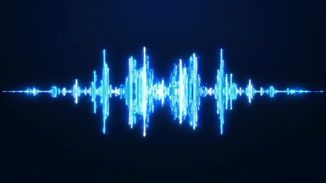 Abstract high-tech vibrant sound wave pulse expanding and contracting across a deep blue background in a seamless loop contracting, rhythm, sound