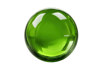 Transparent green glass sphere with reflections on black background liquid