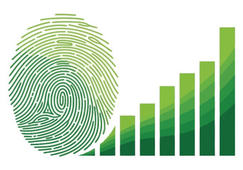 Fingerprint Identity and Growth Chart Data Analysis Concept Digital Security and Trend Identification scientific concept future technology abstract illustration