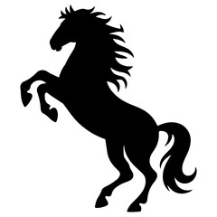 horse rearing up silhouette vector illustration