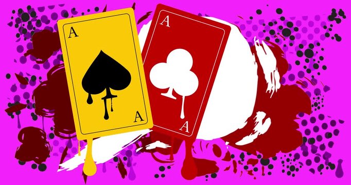Poker Playing Card Graffiti tag animation. Abstract modern street art video decoration performed in urban painting style.