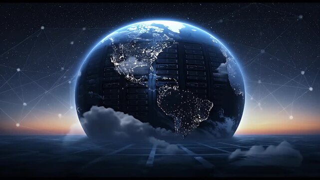 Digital Earth Globe Server Network Data Cloud Connection