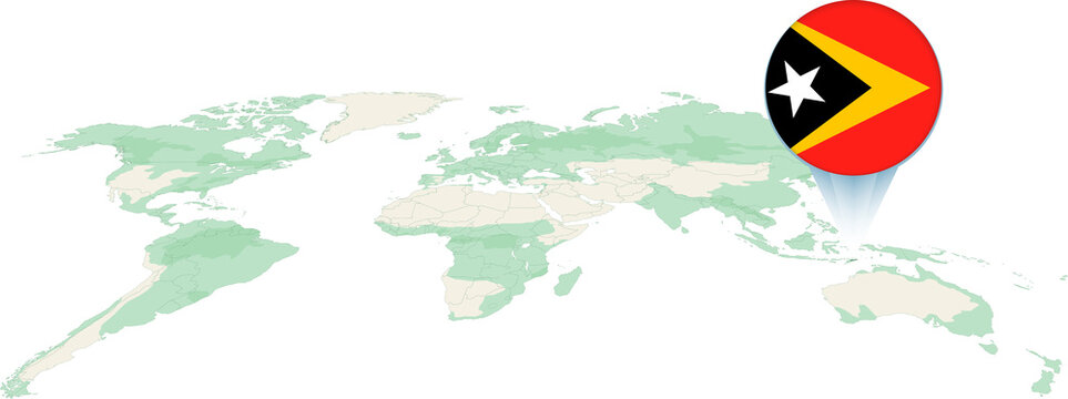World Map with East Timor Flag Pinpoint