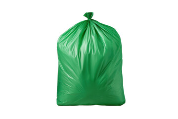 Full green plastic trash bag tied at the top isolated on black garbage, Isolated On White Background, Png Transparent