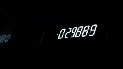 Digital Numbers Display Footage White Led Light On Black Background - Powered by Adobe