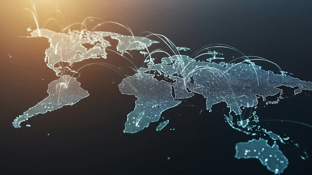 Digital World Map Connections Global Network Technology Bright Background