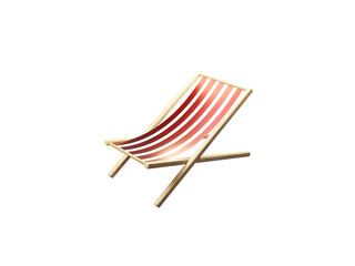 Beach chair in minimal concept summer theme on white isolated background. Image 3D Rendering