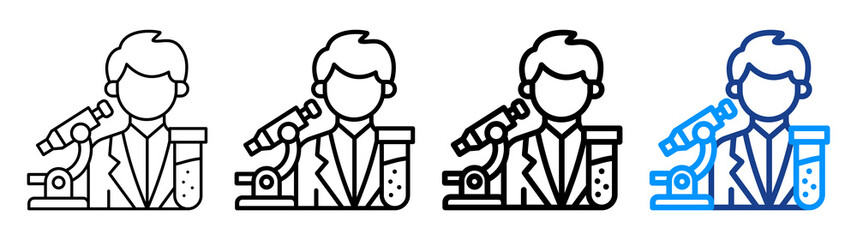 Lab Worker Icon Different Style Outline Collection Set