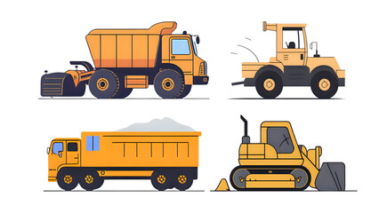 vector illustration of trucks and heavy equipment