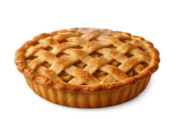 Freshly baked apple pie with golden lattice crust, a classic homemade dessert, transparent background