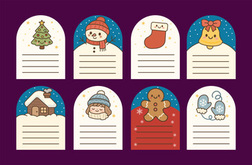 Set of Christmas sticker label or tag