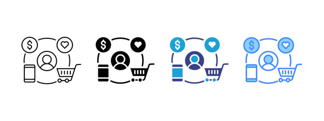 Shopping icon set multiple style collection