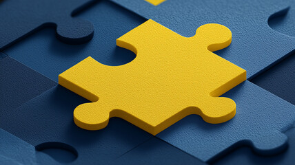 Fototapeta premium A decisive clarity concept illustrated through a puzzle piece elevated above others symbolizing discovery identification strategic placement and resolution of an essential component. 
